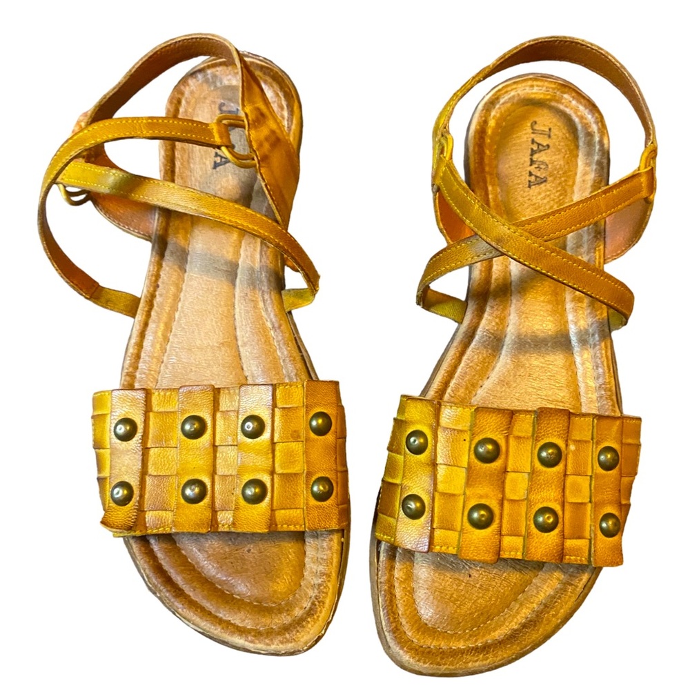 Jafa mustard Studded Leather Sandals, Rare